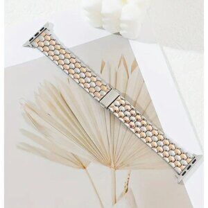 Stylish Beige and Silver Smartwatch Band